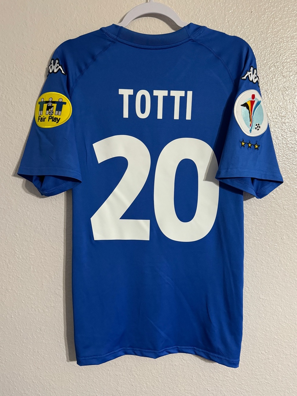Vintage Italy 2000 Totti Euro home blue soccer kappa jersey